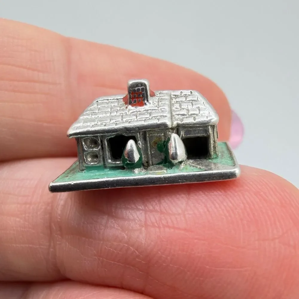 Vintage Sterling Silver‎ and Enamel House Charm/Pendant!